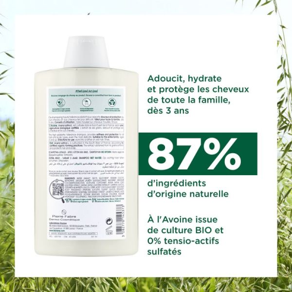 Klorane shampoing extra-doux à l'avoine (tous types de cheveux)