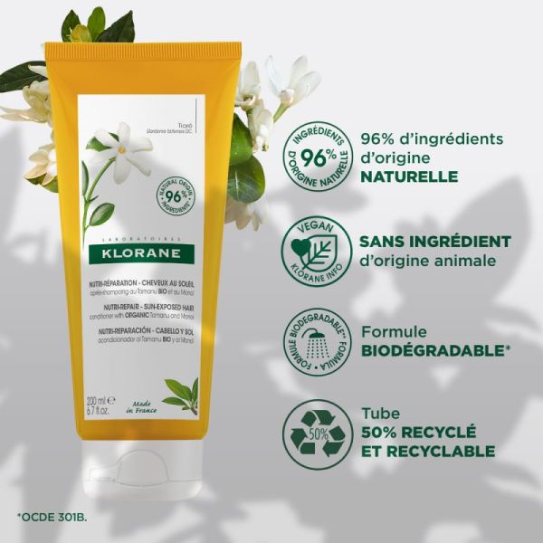 Klorane Baume riche réparateur - Cheveux exposés au soleil - Monoï & Tamanu BIO