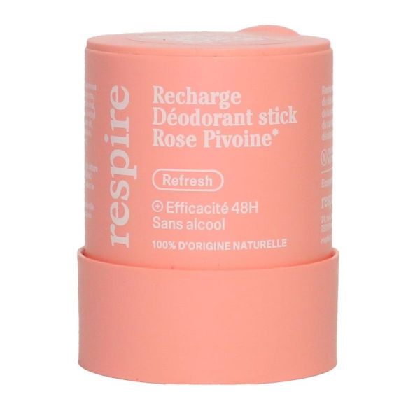 Refresh deodorant stick rose pivoine recharge bio 50g
