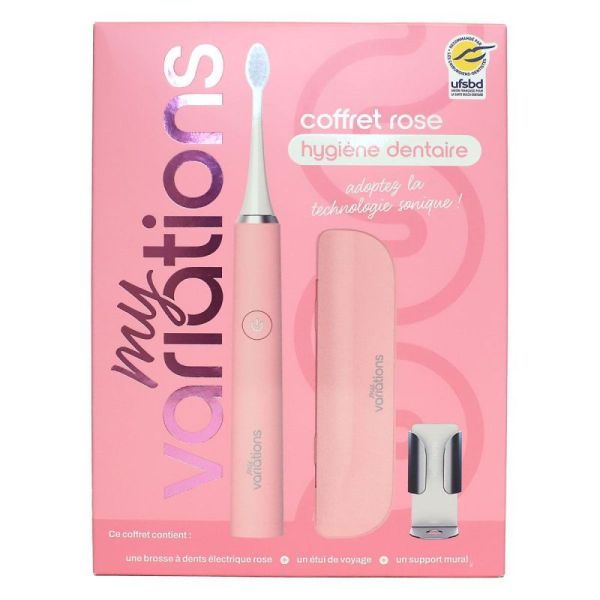My Variations - Coffret Rose brosse à dents électrique rose + étui + support mural