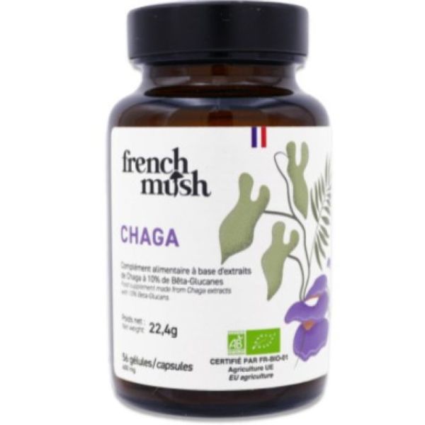 French Mush Chaga Bio : un champignon ancestral pour la vitalité x56 gélules