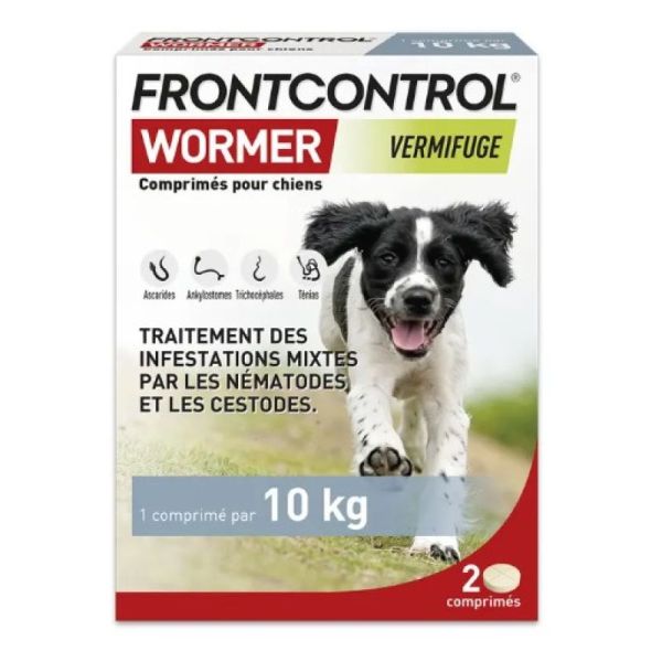 Frontcontrol wormer vermifuge pour chien ( 1 comprimé pour 10kg ) x2 comprimés