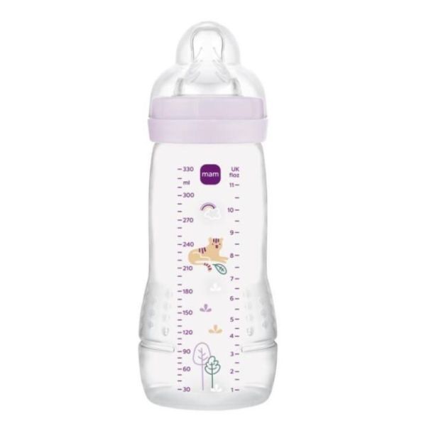 MAM - Biberon Easy Active 2ème âge 330ml 6mois+ débit très rapide VIOLET