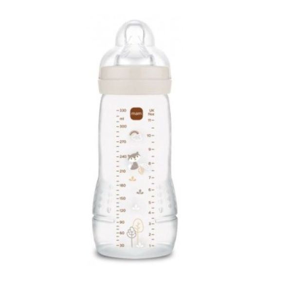 MAM Easy Active 2ème Âge – Biberon 330 ml – Débit Très Rapide SABLE