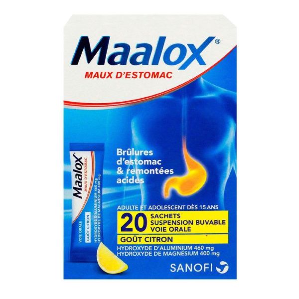 Maalox sachets-dose maux d'estomac goût citron (20 unités)
