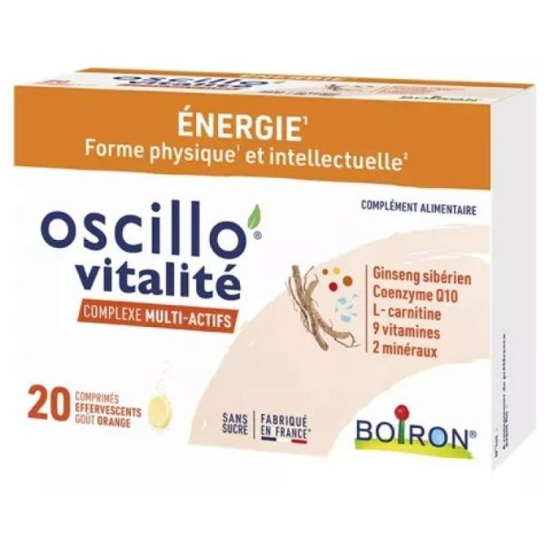 Boiron - Oscillo vitalité complexe mutli-actifs 20 comprimés effervescents orange