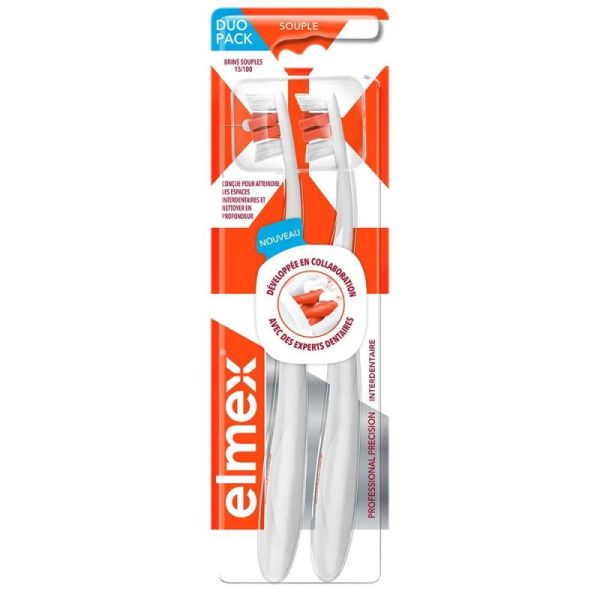 Elmex brosse à dents professionnel précision interdentaire souple duo pack