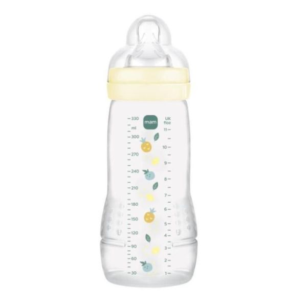 MAM - Biberon Easy Active 2ème âge 330ml 6mois+ débit très rapide JAUNE