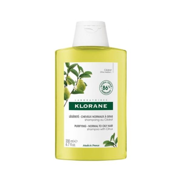Klorane shampoing au cédrat pour cheveux normaux à gras (200 ml)