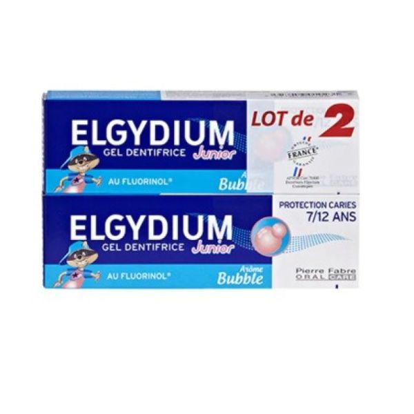 Elgydium gel dentifrice junior bubble gum lot de 2 (2 x 50 ml)