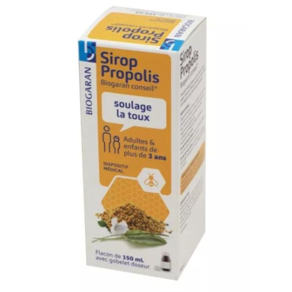 Biogaran - Sirop propolis soulage la toux adultes & enfants de 3 ans + 150ml