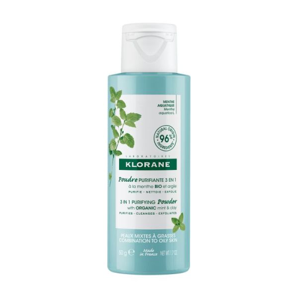 Klorane Poudre Purifiante 3 en 1 - à la Menthe aquatique BIO