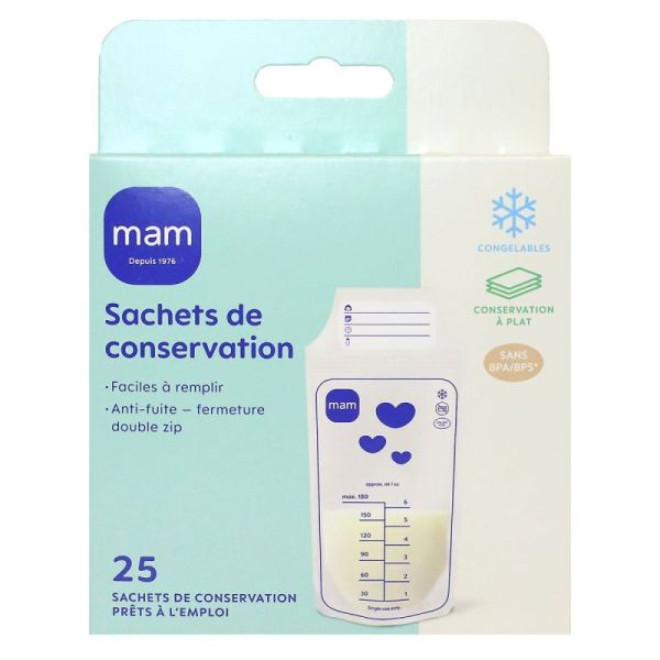 MAM - sachets de conservation de lait maternelle x25