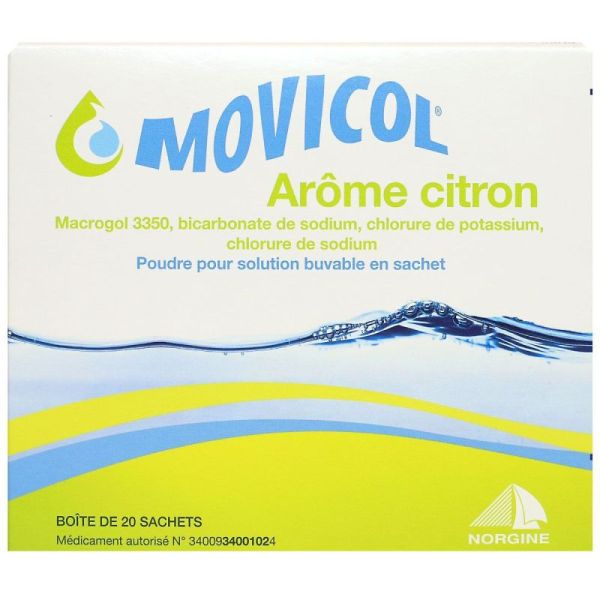 Movicol sachets de poudre pour solution buvable goût citron (20 unités)
