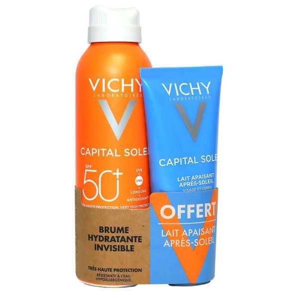 Vichy - Brume hydratante invisble spf50+ / Lait apaisant après-soleil 100 ml OFFERT