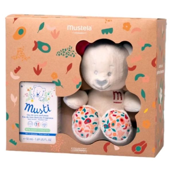 Mustela - Coffret eau de soin parfumée Musti + peluche.
