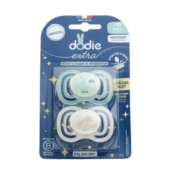 Dodie - Duo tétine extra +18mois spécial NUIT ( modèle aléatoire )