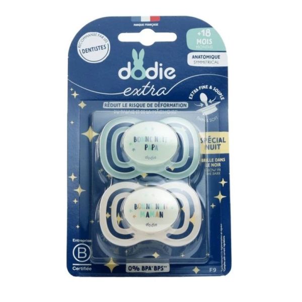 Dodie - Duo tétine extra +18mois spécial NUIT ( modèle aléatoire )