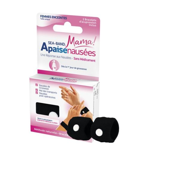 Sea Band - Bracelet Apaise nausées Femmes enceintes NOIR x2