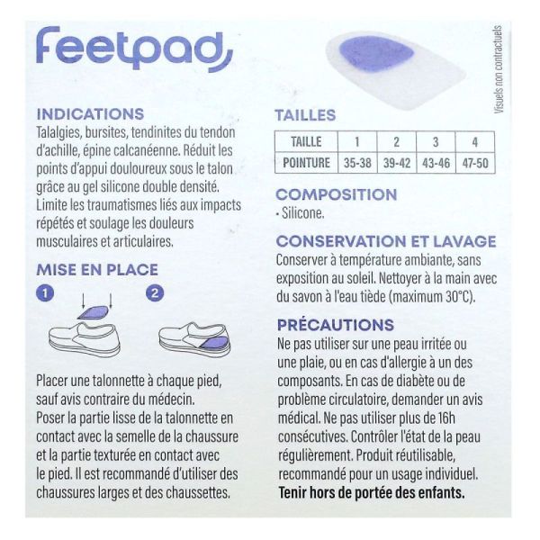 FeetPad 2 talonnettes plates silicone modèle bilatéral taille 3