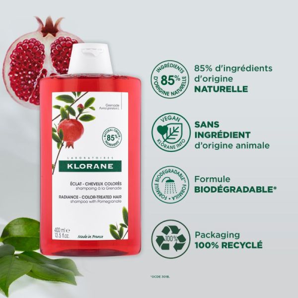 Klorane Shampooing à la grenade pour cheveux colorés (400 ml)