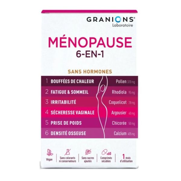 Granions - Ménopause 6-en-1 sans hormones x60 comprimés
