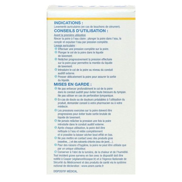 Poire lavement auriculaire à embout effilé