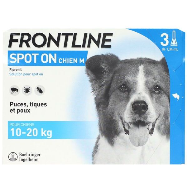 Frontline pipettes spot on pour chien 10-20 kg (3 pipettes)