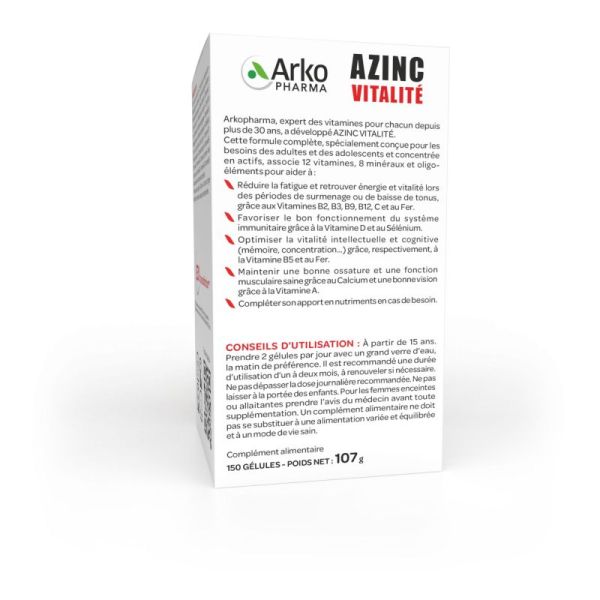 Arkopharma Azinc Vitalité gélules (150 unités)