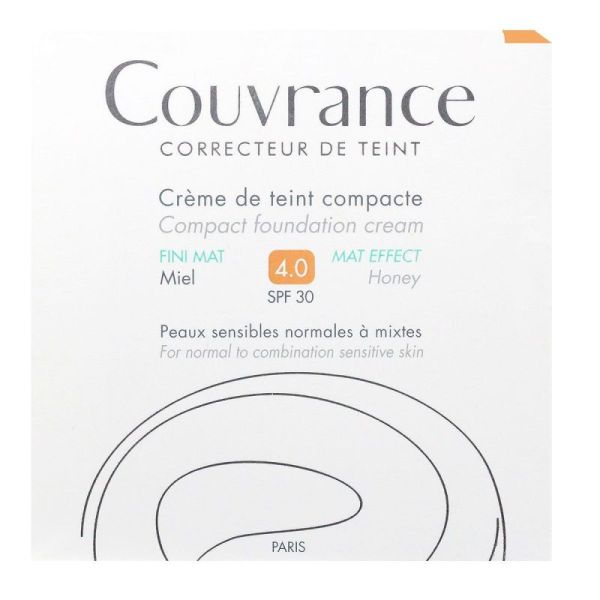 Avène crème de teint compacte fini mat Miel N°4.0 pour peaux dorées sensibles