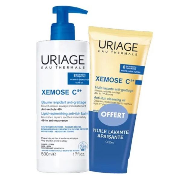 Uriage - baume Xemose C8+ baume relipidant anti-grattage 500ml + huile lavante 200ml OFFERT