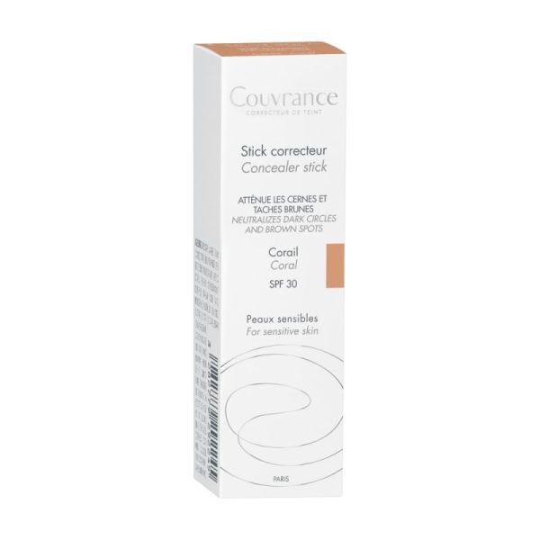 Couvrance stick correcteur corail pour peaux sensibles avec protection solaire