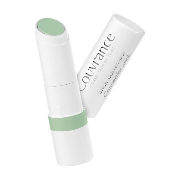 Couvrance stick correcteur vert pour peaux sensibles avec protection solaire