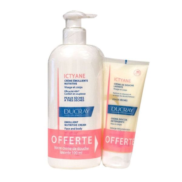 Ducray Ictyane crème émolliente nutritive visage et corps Lot de 2 (200 ml)
