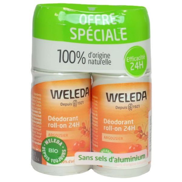 Weleda déodorant roll-on argousier (50 ml) lot de 2