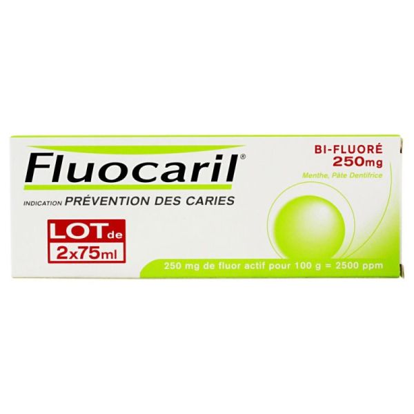 Fluocaril dentifrice bi-fluoré menthe (75 ml) lot de 2