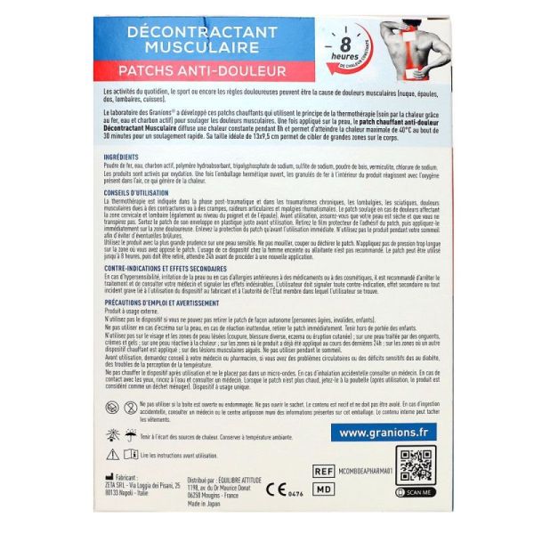 Granions - Décontractant musculaire patchs anti-douleur x5 patchs 9.5x13cm