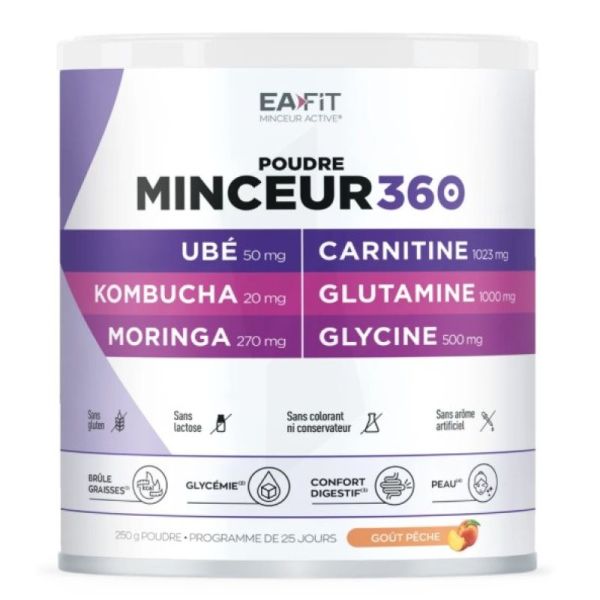 Poudre minceur 360 programme de 25 jours goût pêche 250g