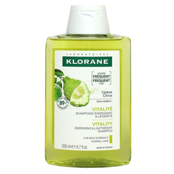 Klorane shampoing au cédrat pour cheveux normaux à gras (200 ml)