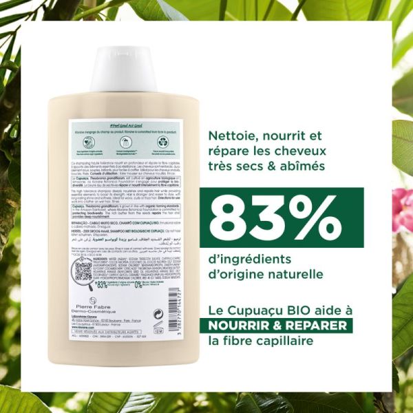 Klorane shampooing réparation au cupuaçu bio (200 ml)