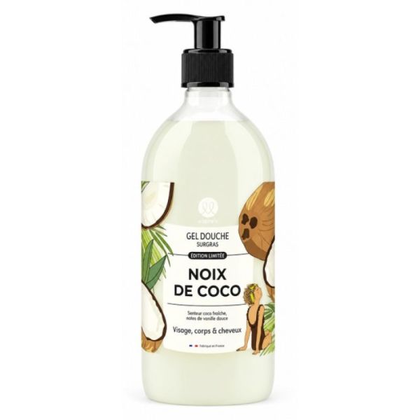 Gel douche surgras NOIX DE COCO visage , corps & cheveux 1L