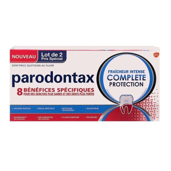 Parodontax dentifrice complet protection fraîcheur intense (75 ml, lot de 2)