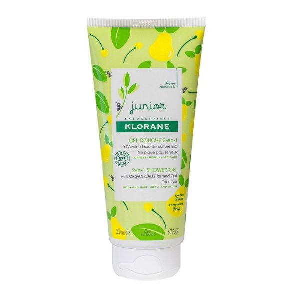 Klorane gel douche 2-en-1 à l’avoine bio poire pour enfants (300 ml)