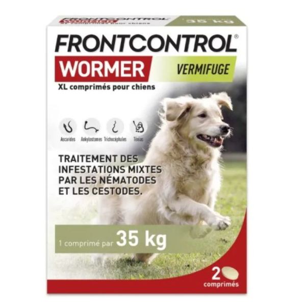 Frontcontrol wormer vermifuge pour chien XL (35kg par comprimé) x2 comprimés