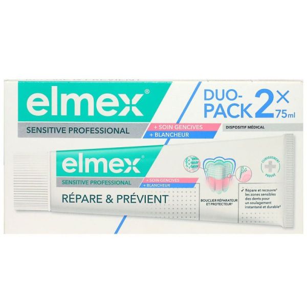 Elmex - Duo pack sensitive professional prévient & répare 2x75ml