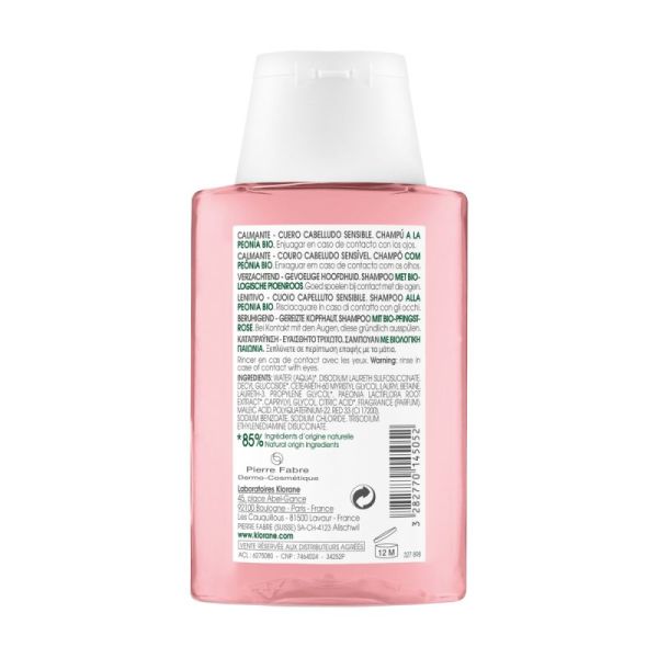 Klorane - Pivoine - Shampoing à la Pivoine BIO - Apaisant - Cuir chevelu sensible