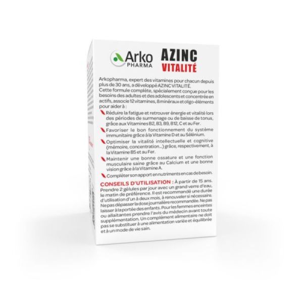 Arkopharma Azinc forme et vitalité gélules (60 unités)