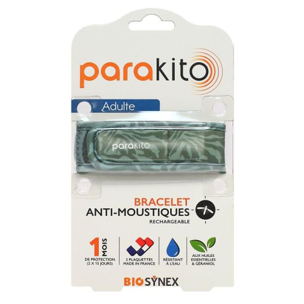 Para'kito bracelet anti-moustiques rechargeable camouflage avec plaquettes