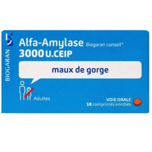 Alfa-Amylase Biogaran Conseil 3000 U – 18 comprimés