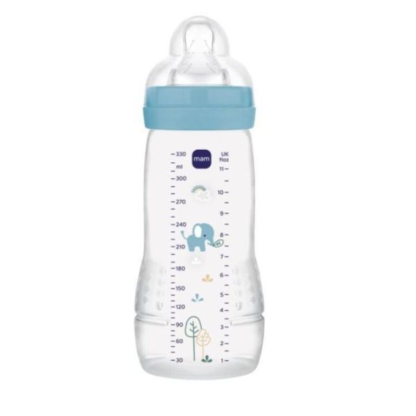 MAM - Biberon Easy Active 2ème âge 330ml 6mois+ débit très rapide BLEU